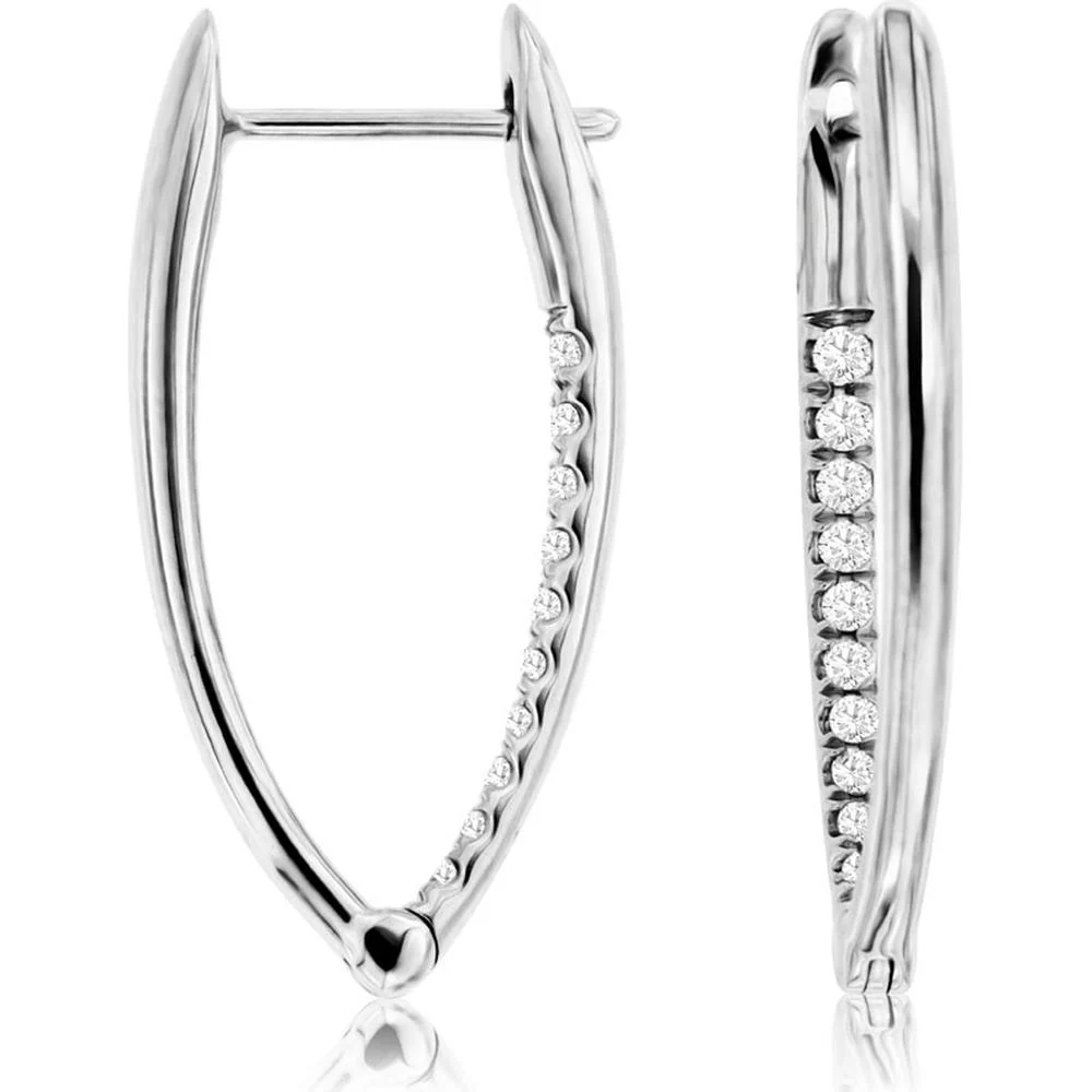 14K White Gold Diamond Earrings - 0.20 Carats Total Diamond Weight - Royal Jewelry