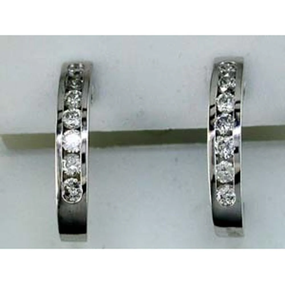 14K White Gold Diamond Earrings with Round Brilliant Diamonds - 1.15 Carats Total Diamond Weight - Royal Jewelry