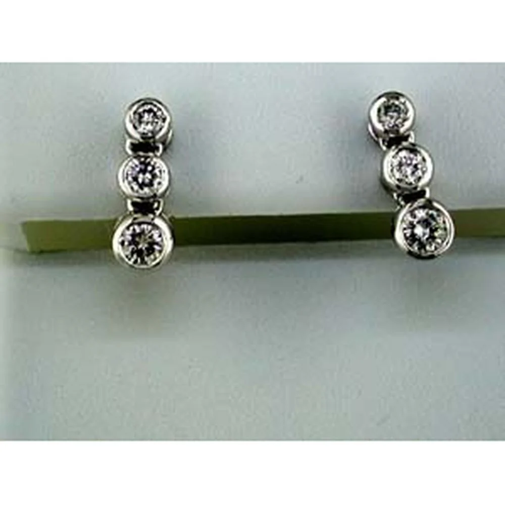 14K White Gold Diamond Earrings with Round Diamonds and Milgrain Detail - 0.50 Carats Total Diamond Weight - Royal Jewelry