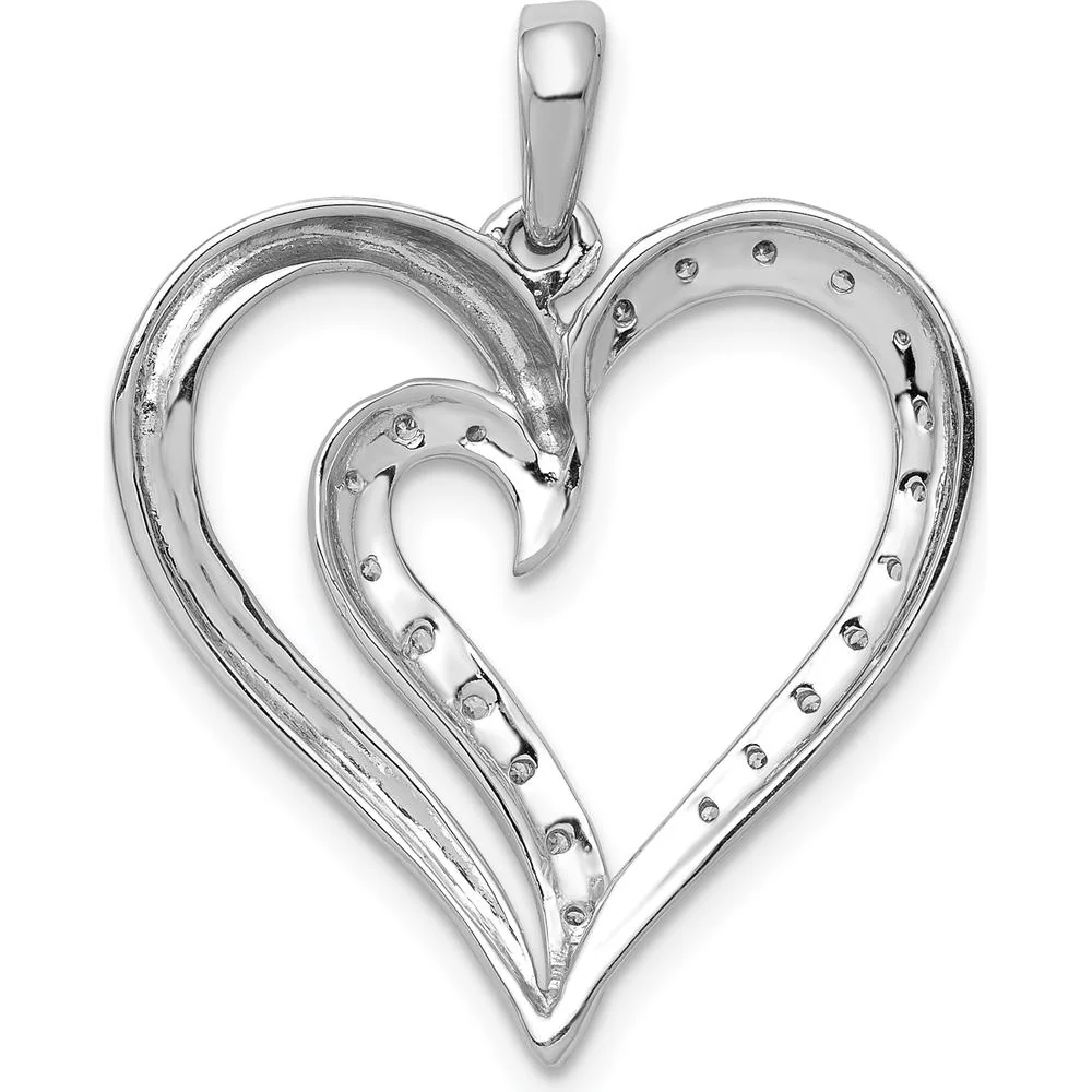 14K White Gold Diamond Fancy Heart Pendant - 0.10 Carat Total Diamond Weight by Monteluci Fine Jewelry - Image 3