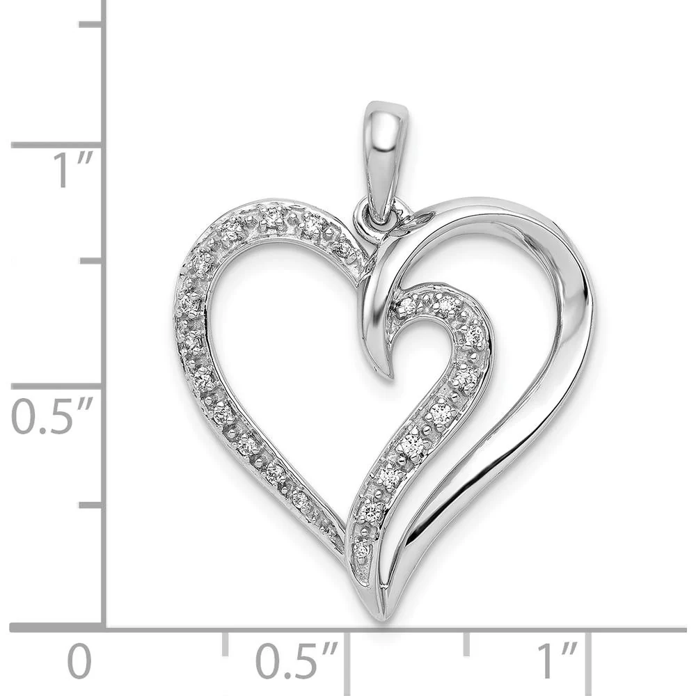 14K White Gold Diamond Fancy Heart Pendant - 0.10 Carat Total Diamond Weight by Monteluci Fine Jewelry - Image 4