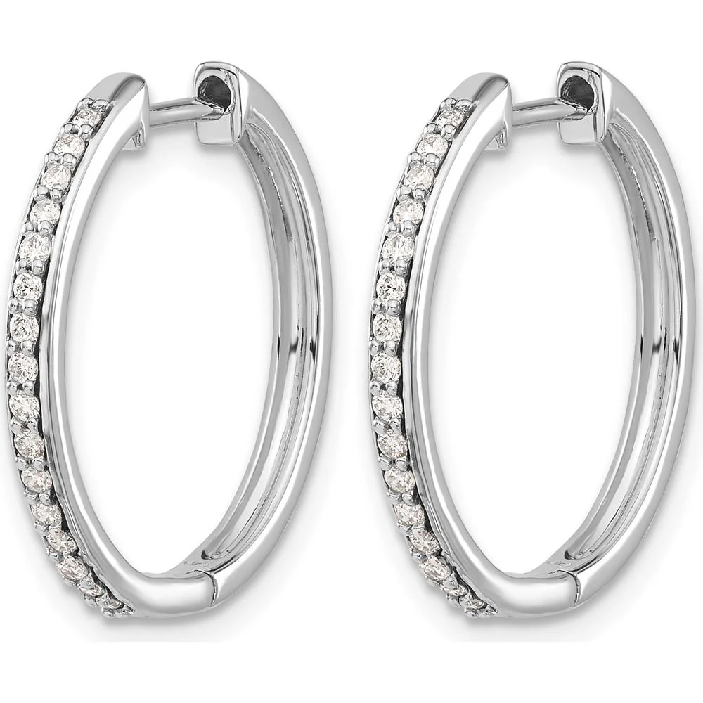 14K White Gold Diamond Hinged Hoop Earrings with 32 Round Diamonds - 0.008 Carat Total Diamond Weight by Monteluci Fine Jewelry - Image 2