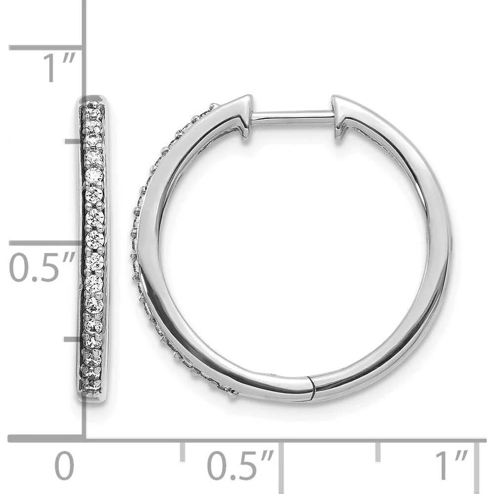 14K White Gold Diamond Hinged Hoop Earrings with 32 Round Diamonds - 0.008 Carat Total Diamond Weight by Monteluci Fine Jewelry - Image 4