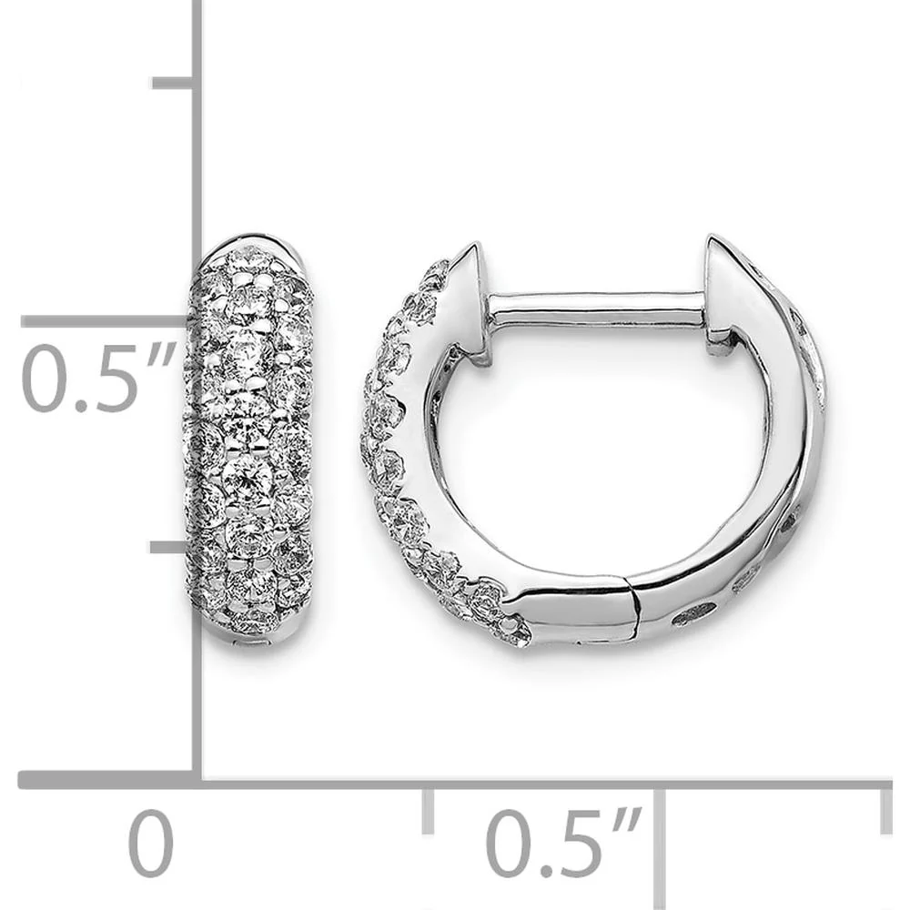 14K White Gold Diamond Hinged Hoop Earrings with 44 Round Diamonds - 0.012 Carat Total Diamond Weight by Monteluci Fine Jewelry - Image 4