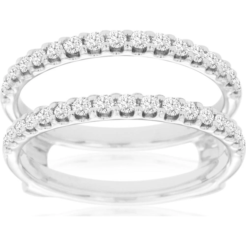 14K White Gold Diamond Insert Ring Enhancer with Round Prong-Set Diamonds - 0.50 Carat Total Diamond Weight - Royal Jewelry