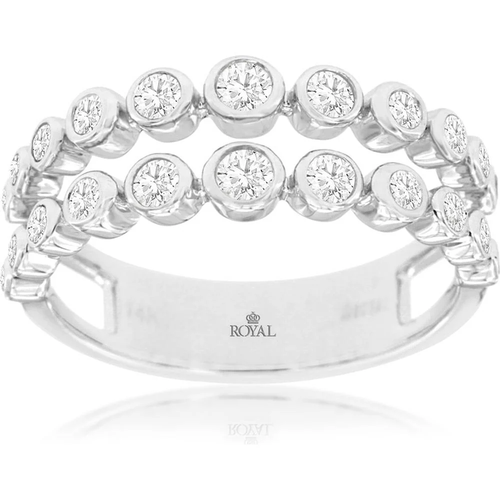 14K White Gold Diamond Insert Ring with Round Brilliant Diamonds - 0.52 Carats Total Diamond Weight - Royal Jewelry