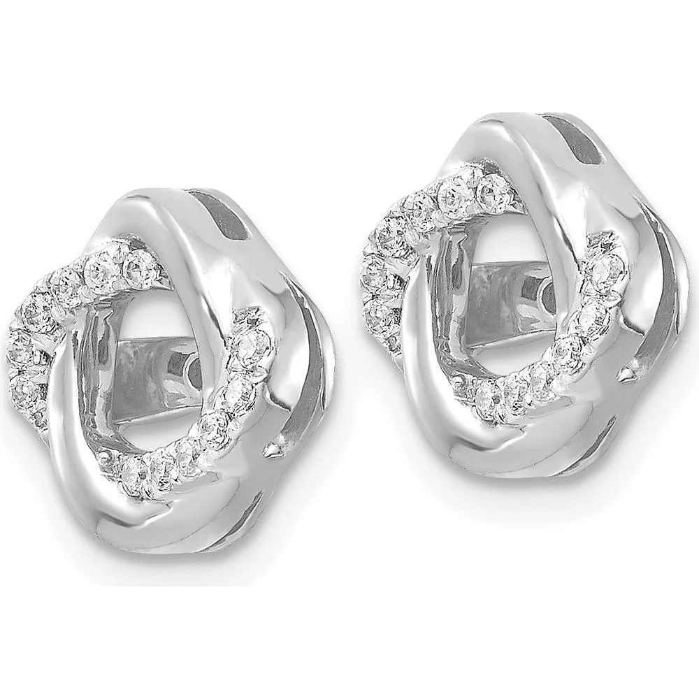 14K White Gold Diamond Jacket Earrings with 24 Round Diamonds - 0.12 Carats Total Diamond Weight by Monteluci Fine Jewelry - Image 2