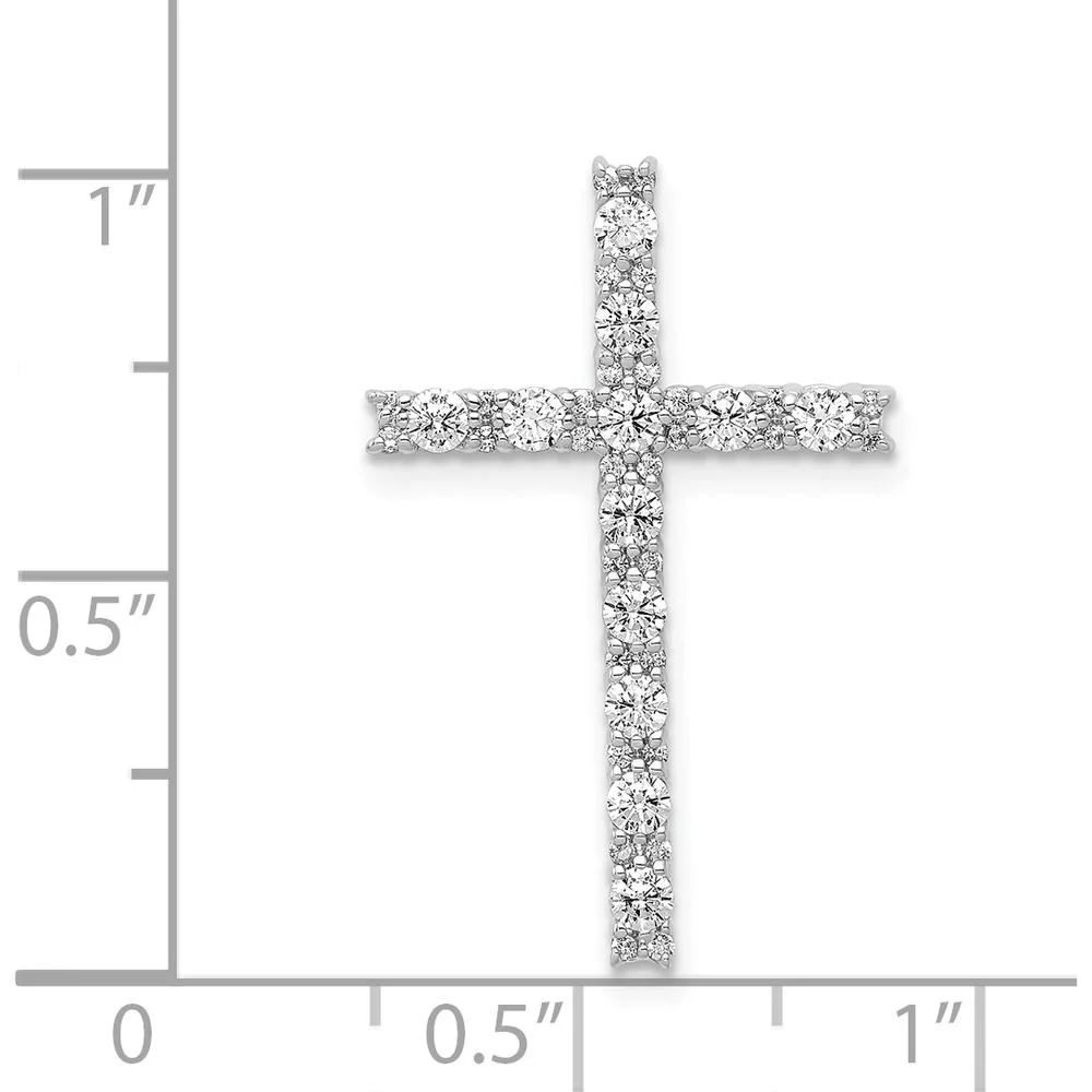 14K White Gold Diamond Latin Cross Pendant with 42 Round Natural Diamonds - 0.50 Carat Total Diamond Weight by Monteluci Fine Jewelry - Image 4