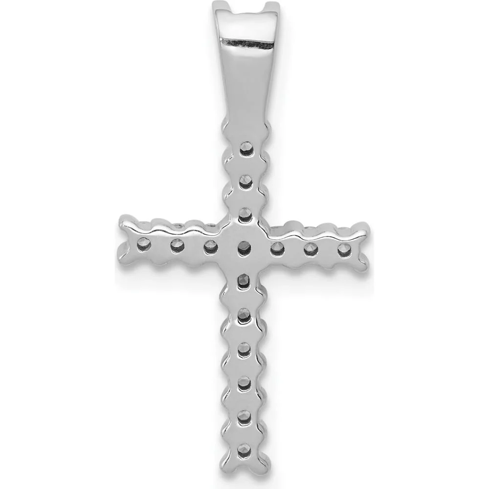 14K White Gold Diamond Latin Cross Pendant with Round Diamonds - 0.24 Carat Total Diamond Weight by Monteluci Fine Jewelry - Image 3