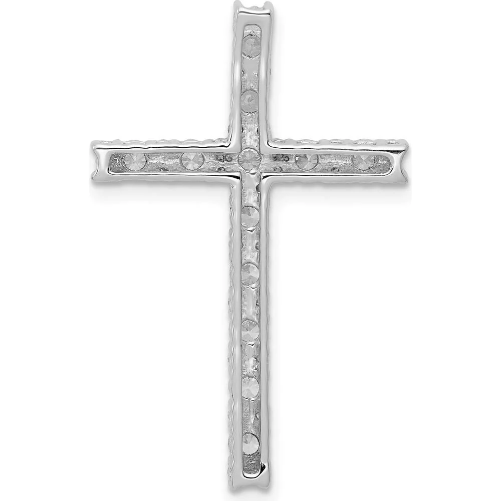14K White Gold Diamond Latin Cross Pendant with Round Natural Diamonds - 0.75 Carat Total Diamond Weight by Monteluci Fine Jewelry - Image 3