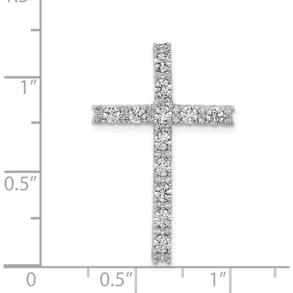 14K White Gold Diamond Latin Cross Pendant with Round Natural Diamonds - 0.75 Carat Total Diamond Weight by Monteluci Fine Jewelry - Image 4