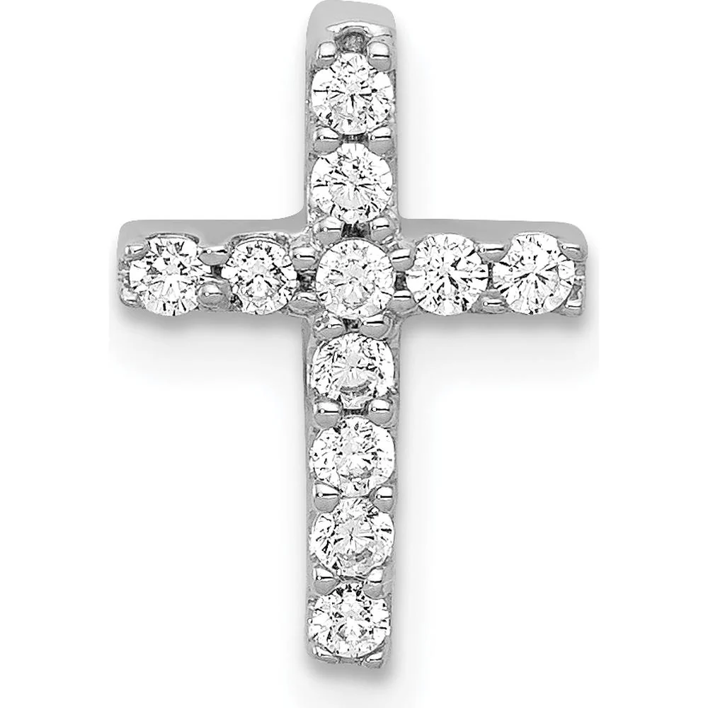 14K White Gold Diamond Latin Cross Slide Pendant - 0.20 Carat Total Diamond Weight by Monteluci Fine Jewelry