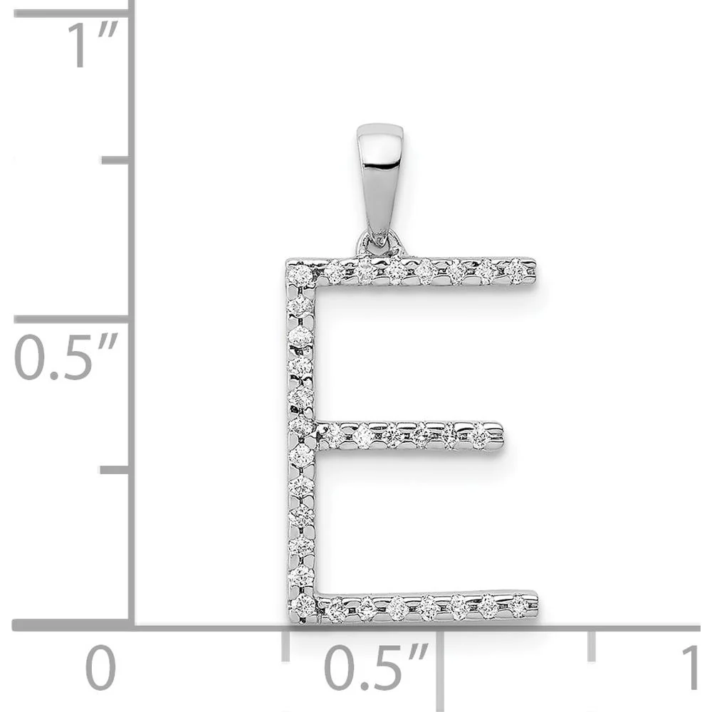 14K White Gold Diamond Letter E Initial Pendant with 32 Round Diamonds - 0.096 Carat Total Diamond Weight by Monteluci Fine Jewelry - Image 4