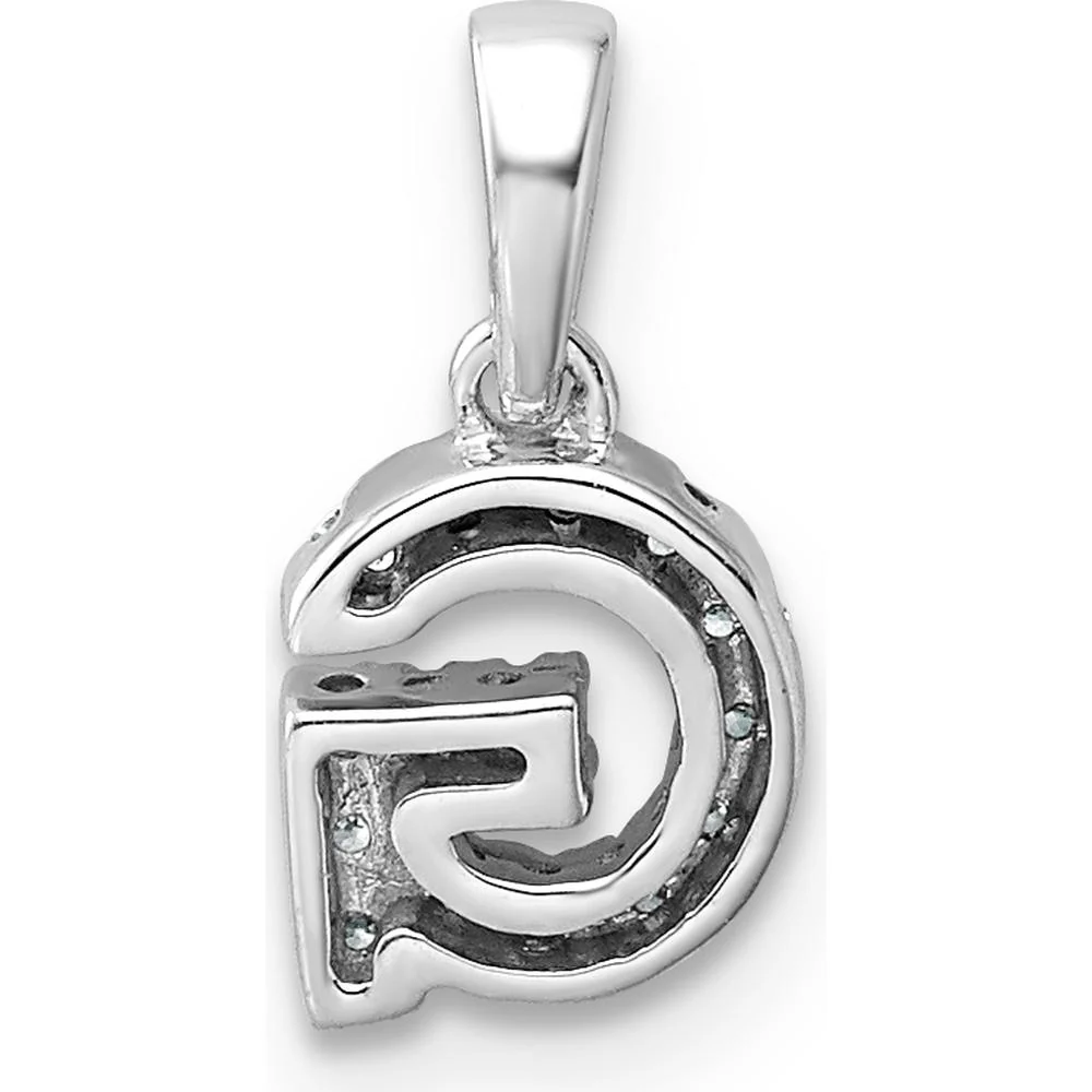 14K White Gold Diamond Letter G Initial Pendant with Rhodium-Plated Finish by Oro Pregiato - Image 3