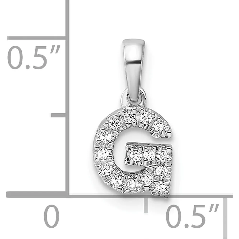 14K White Gold Diamond Letter G Initial Pendant with Rhodium-Plated Finish by Oro Pregiato - Image 4
