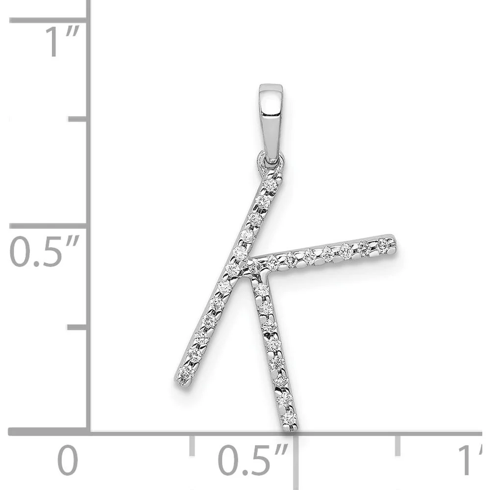 14K White Gold Diamond Letter K Initial Pendant - 0.084 Carat Total Diamond Weight by Oro Pregiato - Image 4