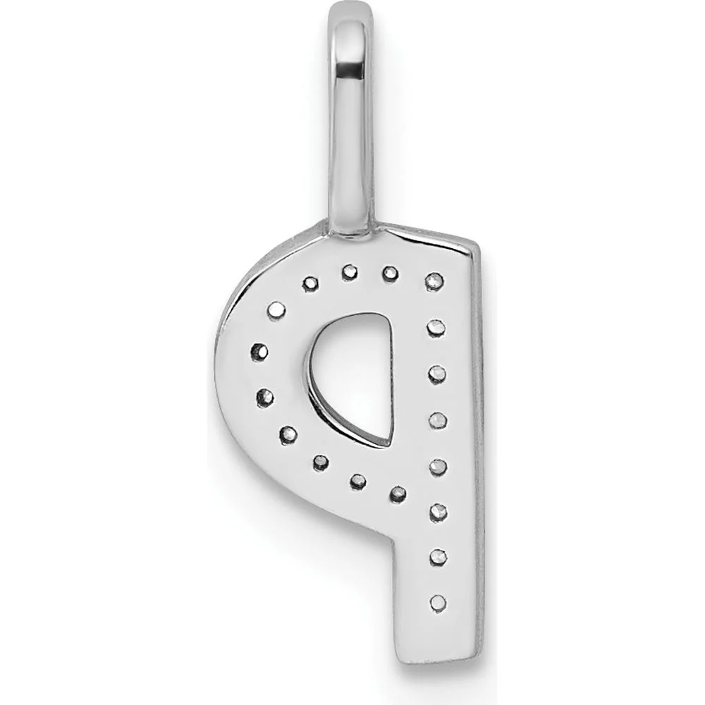14K White Gold Diamond Letter P Initial Pendant - 0.15 Carat Total Diamond Weight by Oro Pregiato - Image 3