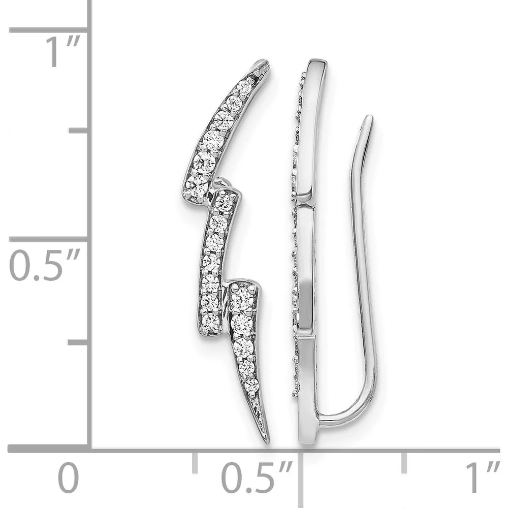 14K White Gold Diamond Lightning Ear Climbers - 0.66 Carats Total Diamond Weight by Monteluci Fine Jewelry - Image 4
