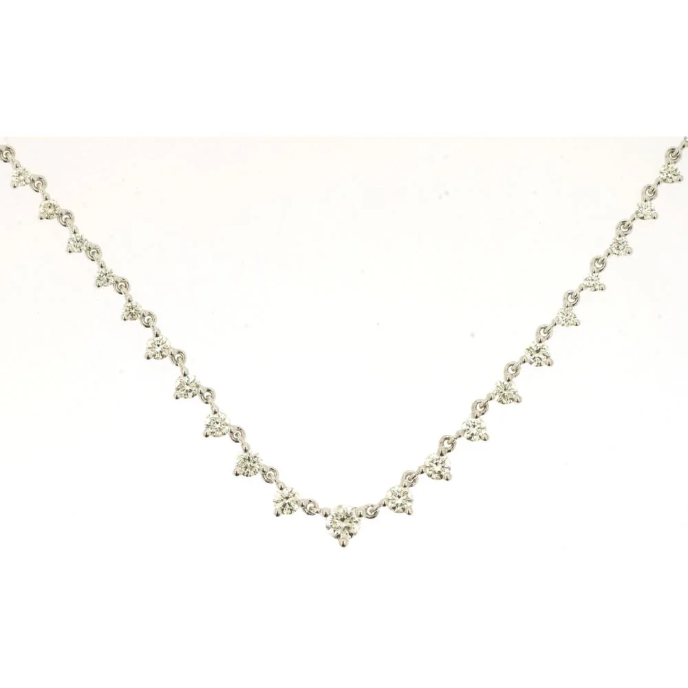 14K White Gold Diamond Necklace with Diamond Cluster Design - 1.00 Carat Total Diamond Weight - Royal Jewelry