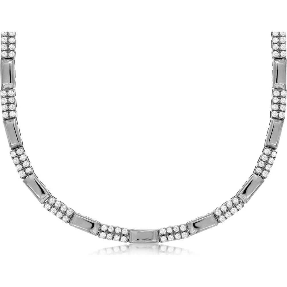 14K White Gold Diamond Necklace with Round Diamonds - 0.78 Carats Total Diamond Weight - Royal Jewelry