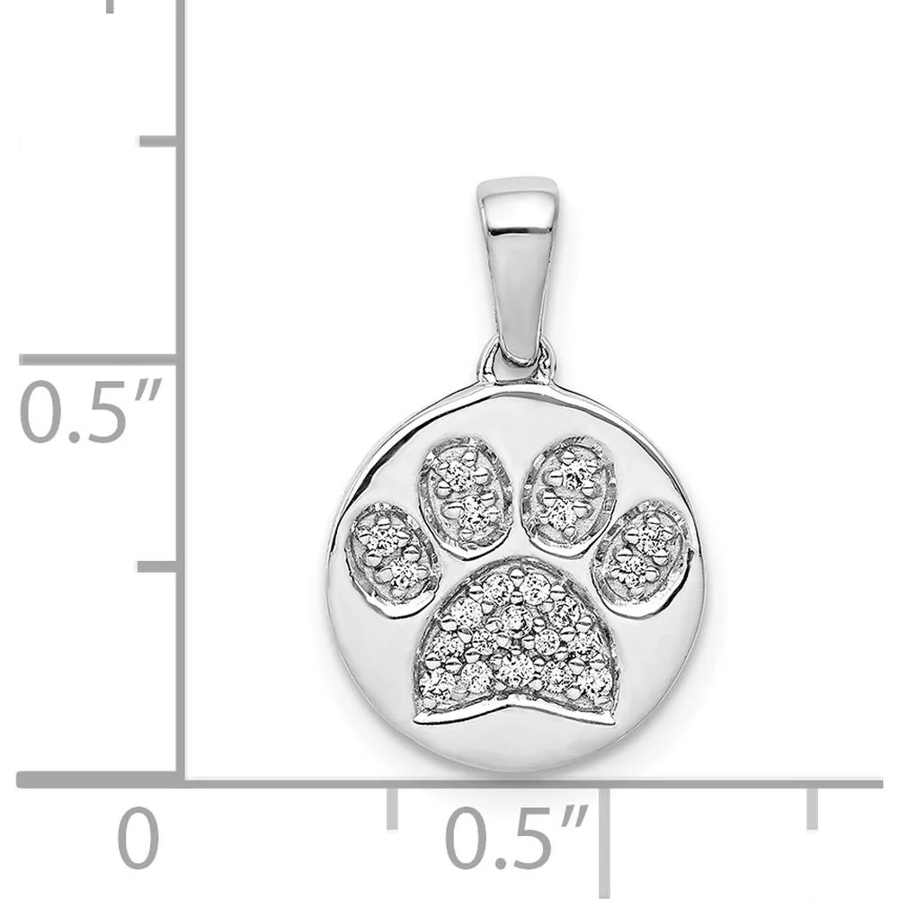 14K White Gold Diamond Paw Print Pendant - 0.02 Carat Total Diamond Weight by Monteluci Fine Jewelry - Image 4