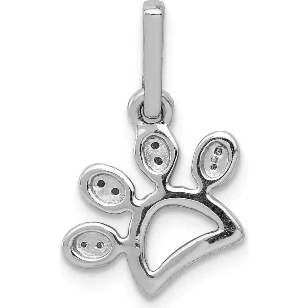 14K White Gold Diamond Paw Print Pendant with Round Diamonds - 0.10 Carat Total Diamond Weight by Monteluci Fine Jewelry - Image 3