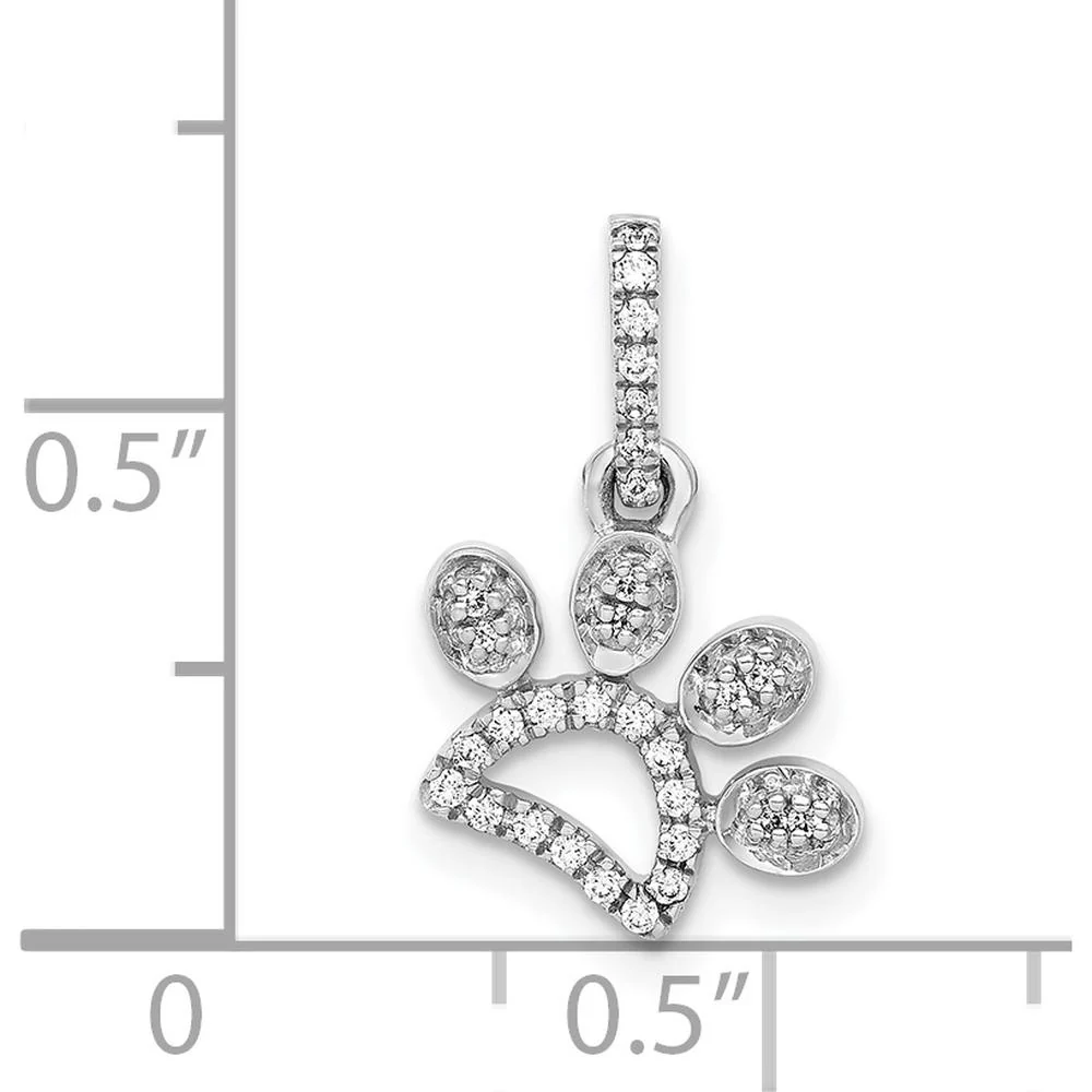 14K White Gold Diamond Paw Print Pendant with Round Diamonds - 0.10 Carat Total Diamond Weight by Monteluci Fine Jewelry - Image 4