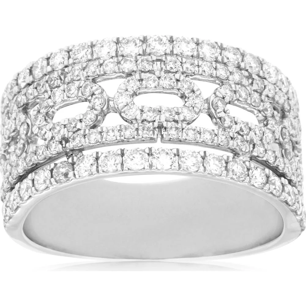 14K White Gold Diamond Ring with Brilliant-Cut Diamonds and Milgrain Detail - 1.04 Carats Total Diamond Weight - Royal Jewelry