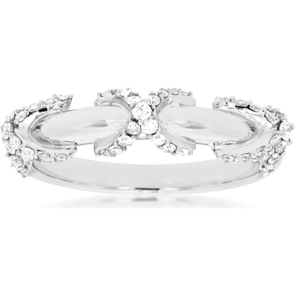 14K White Gold Diamond Ring with Milgrain Detail - 0.33 Carats Total Diamond Weight - Royal Jewelry