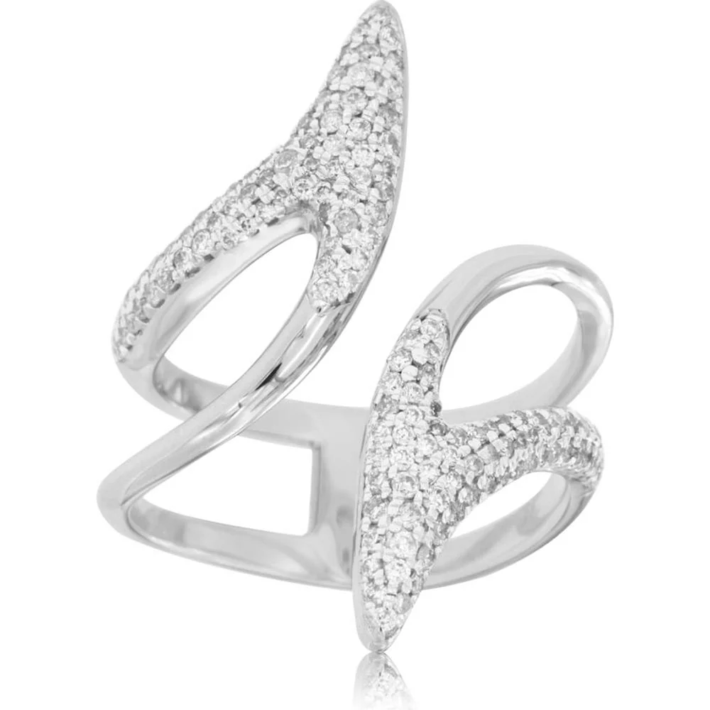 14K White Gold Diamond Ring with Pavé Setting - 0.65 Carats Total Diamond Weight - Royal Jewelry