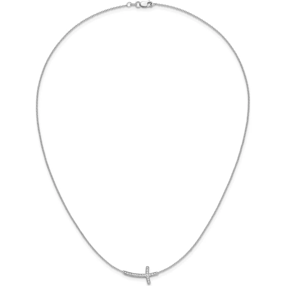 14K White Gold Diamond Sideways Cross Necklace - 0.19 Carat Total Diamond Weight by Monteluci Fine Jewelry - Image 4