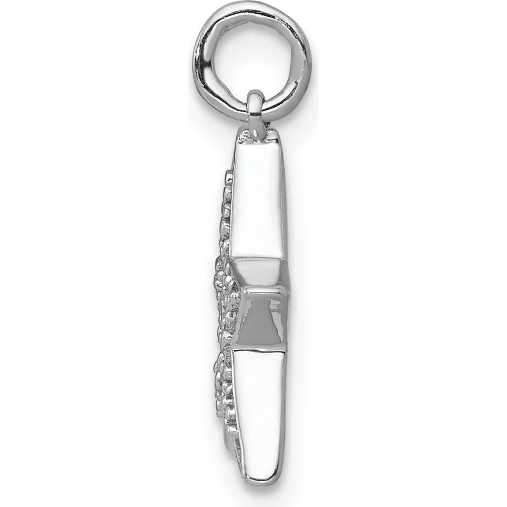 14K White Gold Diamond Star Charm Pendant with 10 Round Diamonds - 0.05 Carat Total Diamond Weight by Oro Pregiato - Image 2
