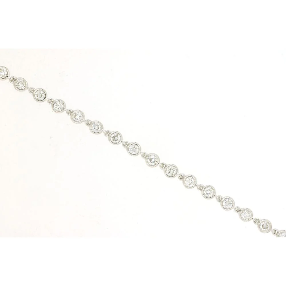 14K White Gold Diamond Station Bracelet with Bezel-Style Set Round Diamonds - 1 Carat Total Diamond Weight - Royal Jewelry
