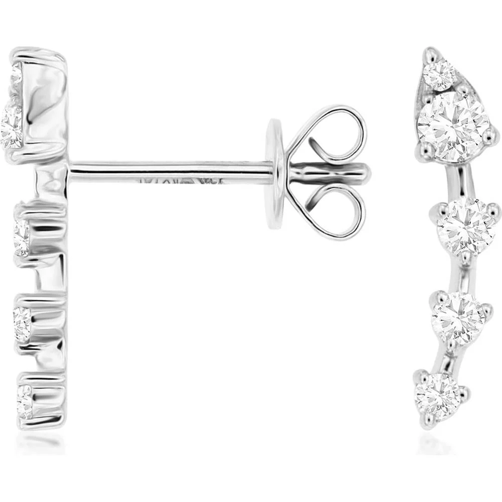14K White Gold Diamond Stud Earrings with Round Brilliant Cut Diamonds - 0.30 Carats Total Diamond Weight - Royal Jewelry