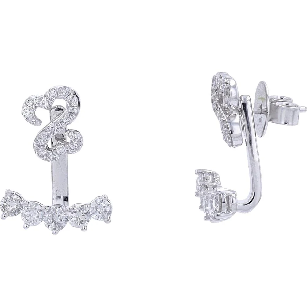 14K White Gold Diamond Swirl Stud Earrings by Jane Seymour - 1.50 Carat Total Diamond Weight - Image 2