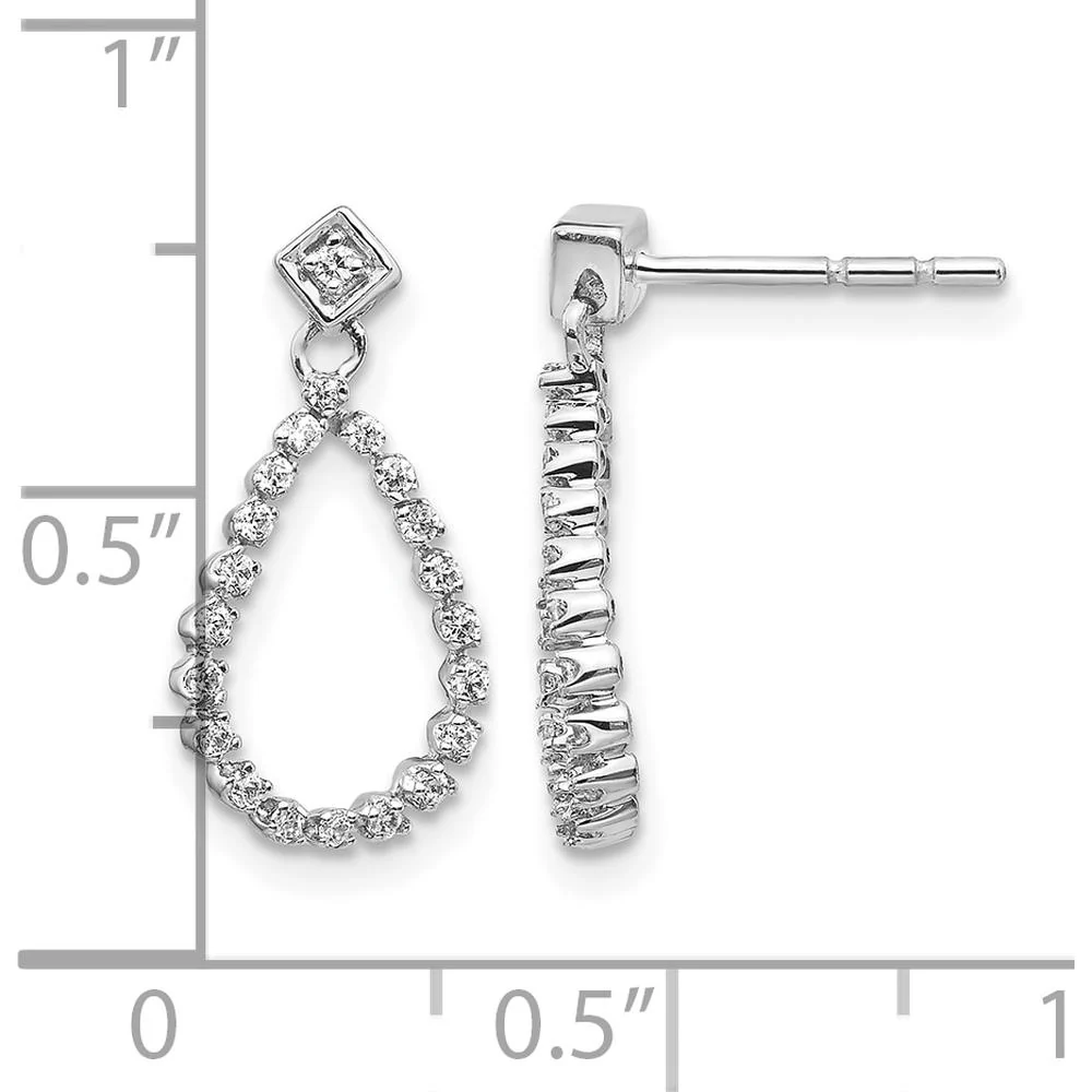 14K White Gold Diamond Teardrop Post Earrings with 42 Round Diamonds - 0.026 Carat Total Diamond Weight by Monteluci Fine Jewelry - Image 4