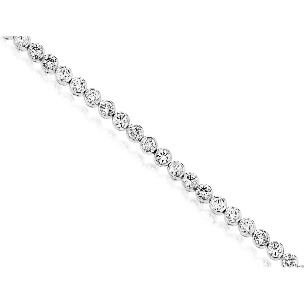 14K White Gold Diamond Tennis Bracelet with Prong Set Round Brilliant Diamonds - 2.00 Carats Total Diamond Weight - Royal Jewelry