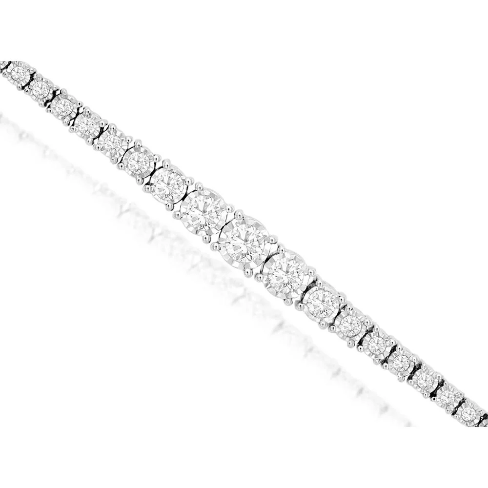14K White Gold Diamond Tennis Bracelet with Round Diamonds - 2.00 Carats Total Diamond Weight - Royal Jewelry