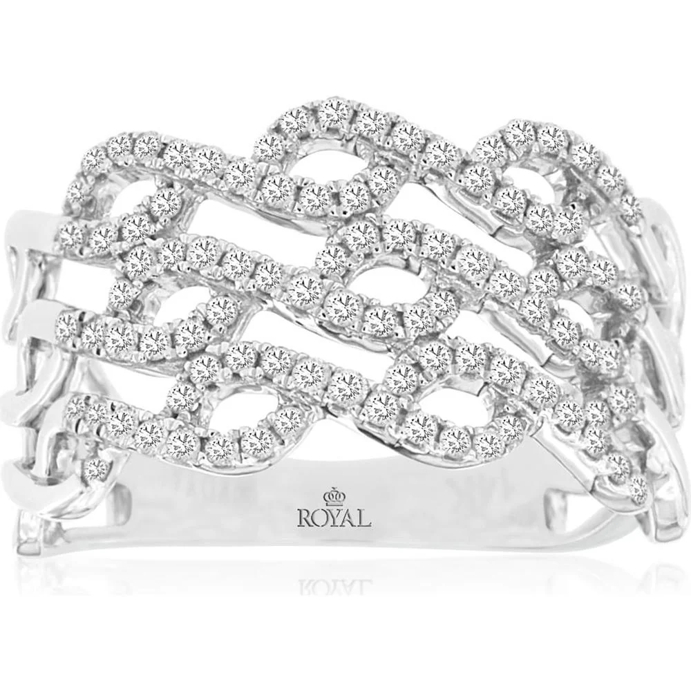 14K White Gold Diamond Wedding Band - 0.42 Carats Total Diamond Weight - Royal Jewelry