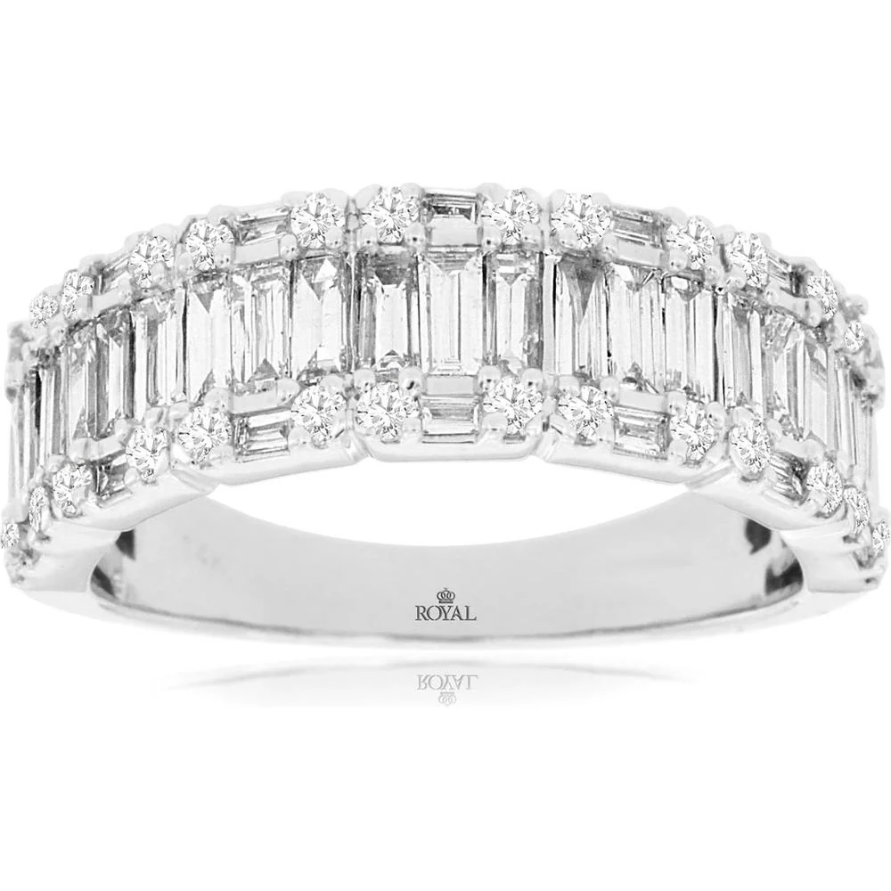 14K White Gold Diamond Wedding Band with Channel-Set Diamonds - 1.30 Carats Total Diamond Weight - Royal Jewelry