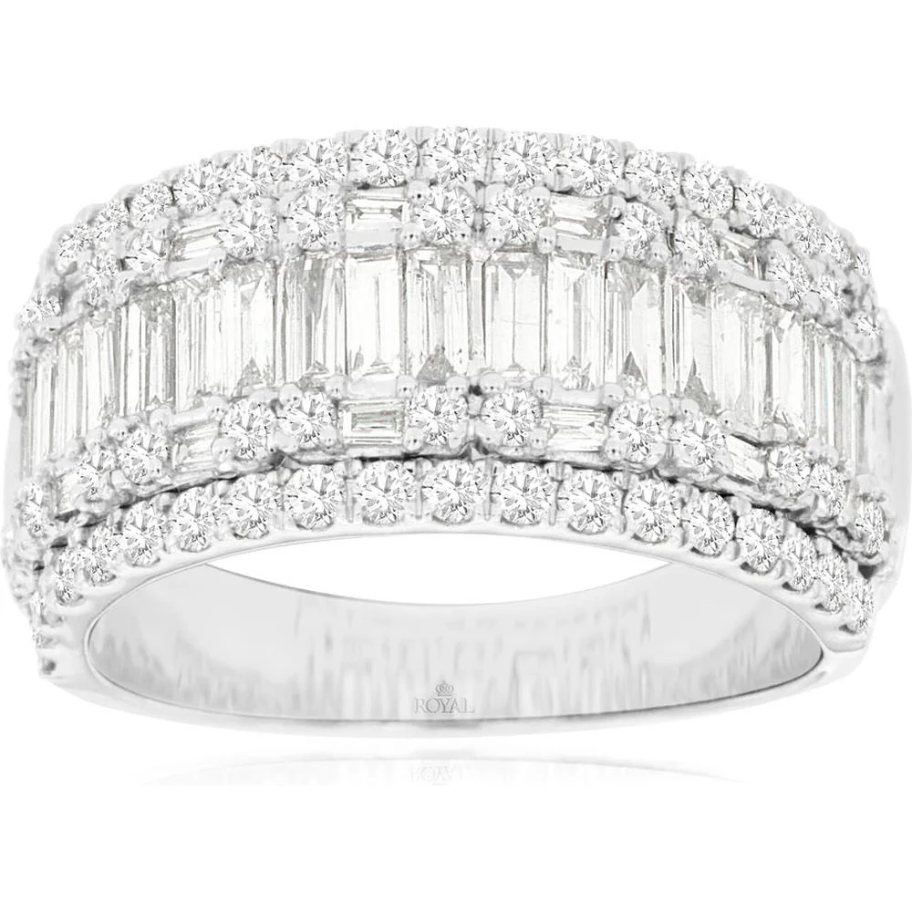 14K White Gold Diamond Wedding Band with Channel Set Diamonds - 1.75 Carats Total Diamond Weight - Royal Jewelry