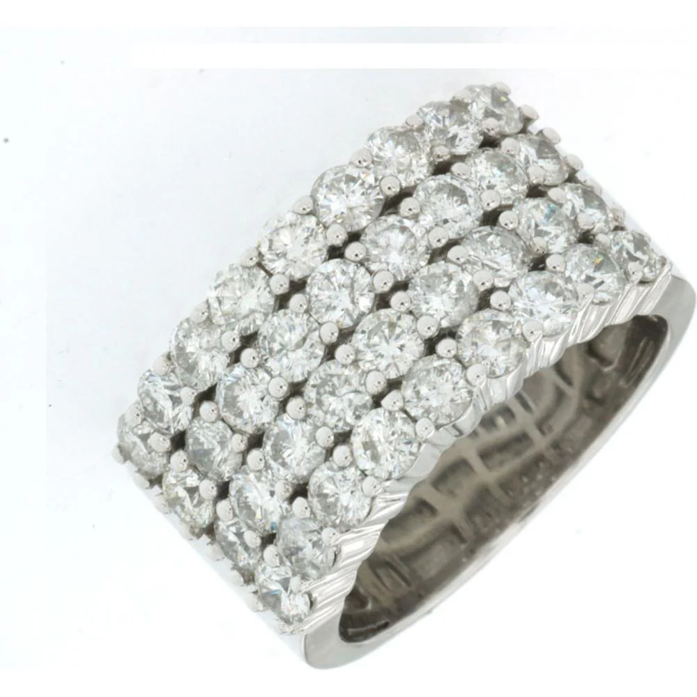 14K White Gold Diamond Wedding Band with Milgrain Detail - 3.00 Carats Total Diamond Weight - Royal Jewelry