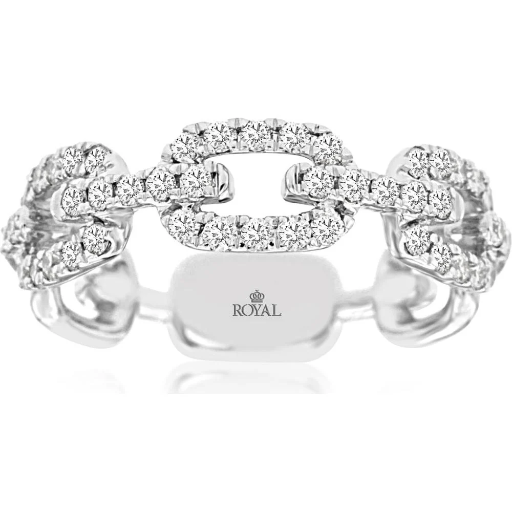 14K White Gold Diamond Wedding Band with Round Brilliant Cut Diamonds - 0.50 Carat Total Diamond Weight - Royal Jewelry