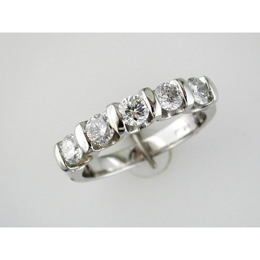 14K White Gold Diamond Wedding Band with Round Brilliant Diamonds - 1.00 Carat Total Diamond Weight - Royal Jewelry