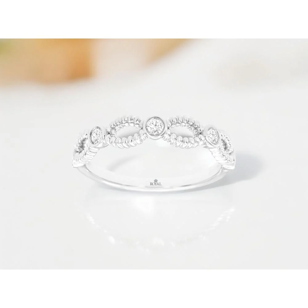 14K White Gold Diamond Wedding Band with Round Cut Diamonds - 0.20 Carats Total Diamond Weight - Royal Jewelry - Image 2