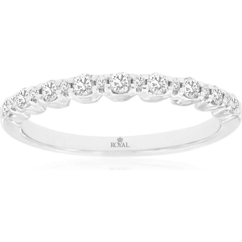 14K White Gold Diamond Wedding Band with Round Diamonds - 0.25 Carat Total Diamond Weight - Royal Jewelry