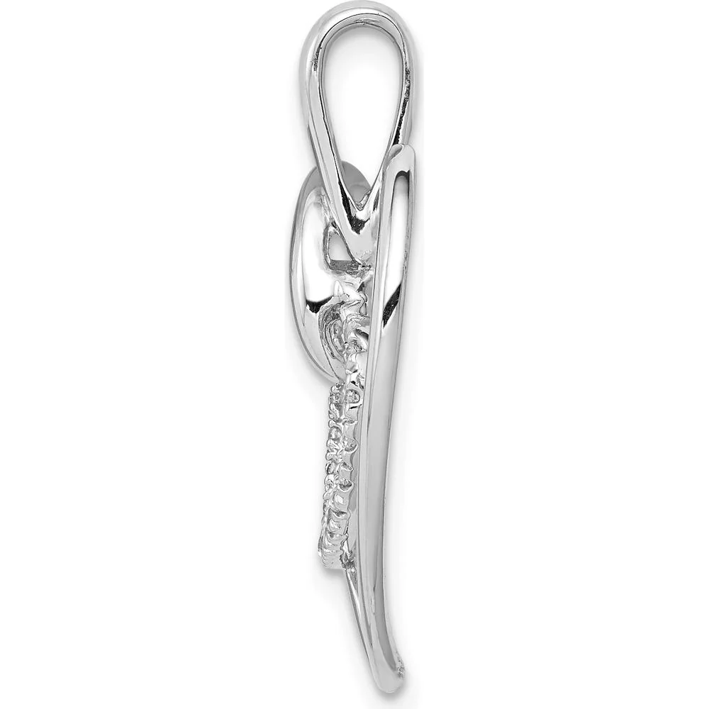 14K White Gold Double Heart Pendant with 18 Round Diamonds - 0.09 Carat Total Diamond Weight by Monteluci Fine Jewelry - Image 2