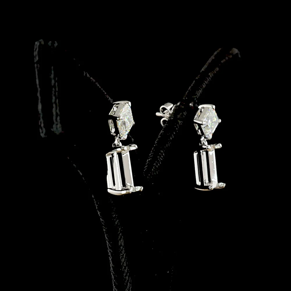 14K White Gold Drop Earrings with Asscher and Emerald Cut Lab Diamonds - 7.13 Carat Total Diamond Weight - Covaloro Fine Jewelry - Image 2