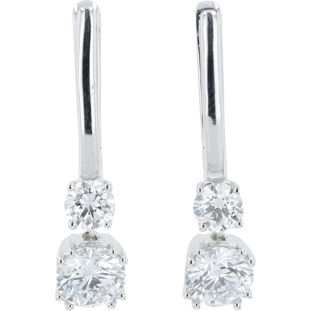 14K White Gold Drop Earrings with Lab Grown Diamonds - 2.00 Carat Total Diamond Weight