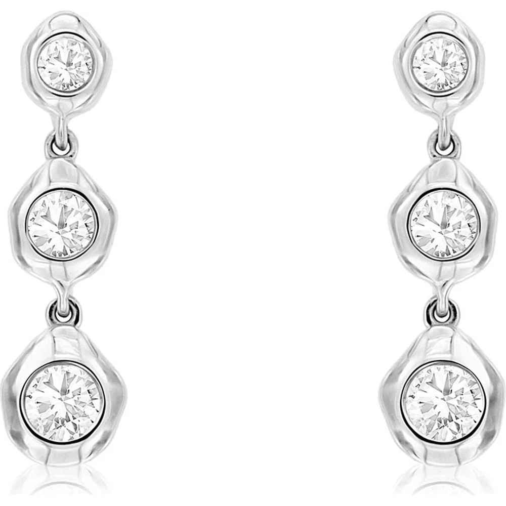 14K White Gold Drop Earrings with Round Diamonds - 0.35 Carats Total Diamond Weight - Royal Jewelry